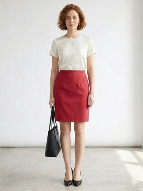 Dalia Collection Vibrant Coral Pencil Skirt